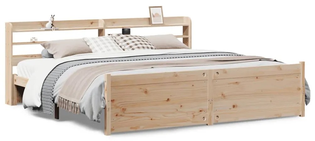 vidaXL Πλαίσιο Κρεβατιού με Κεφαλάρι 180x200 εκ. από Μασίφ Ξύλο Πεύκου