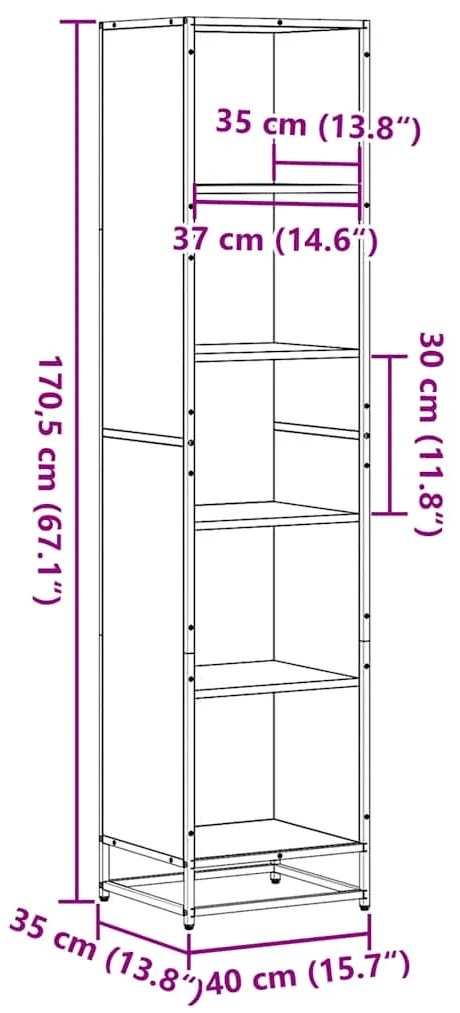 ΒΙΒΛΙΟΘΗΚΗ ΧΡΩΜΑ SONOMA ΔΡΥΣ 40X35X170,5 ΕΚ. ΜΟΡΙΟΣΑΝΙΔΑ 849140