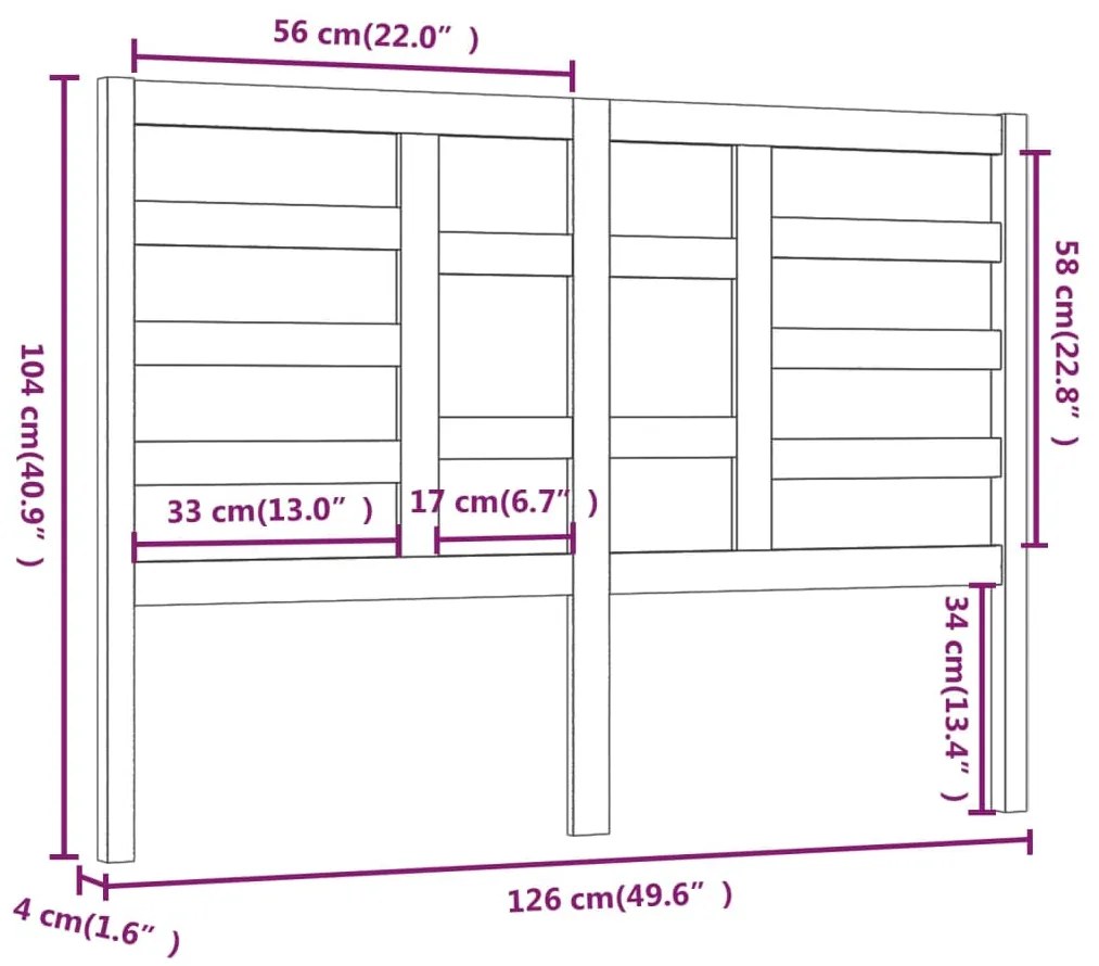 vidaXL Κεφαλάρι Κρεβατιού Μαύρο 126x4x104 εκ. Μασίφ Ξύλο Πεύκου