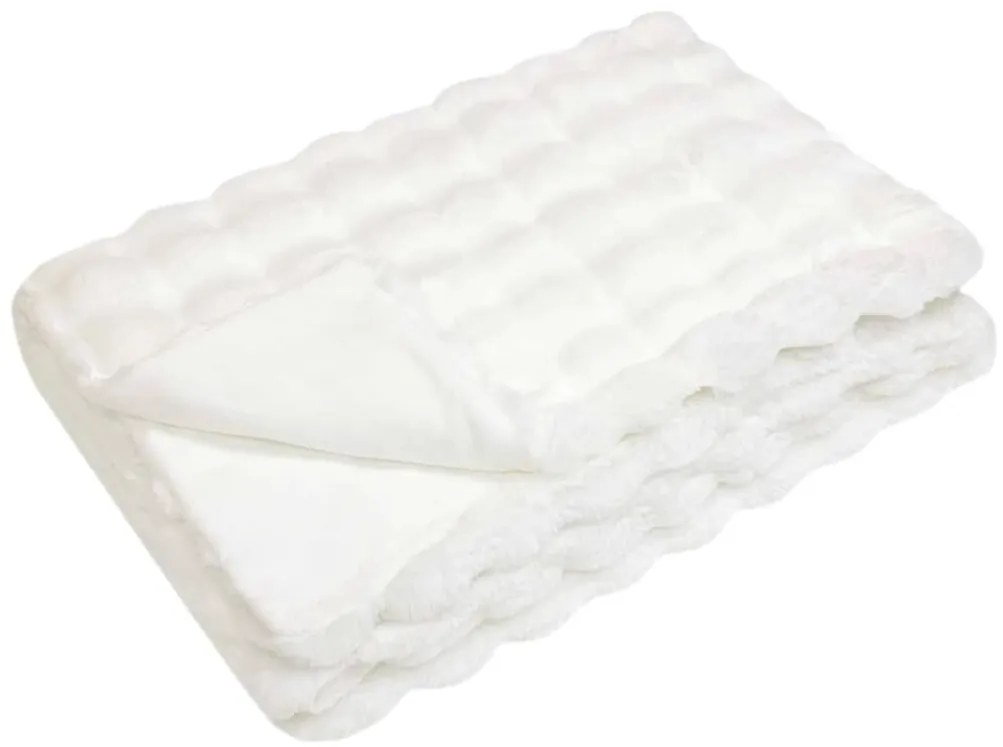 vidaXL Ψεύτικη κουβέρτα από κουνέλι 4 pcs Λευκό 150 x 220 cm