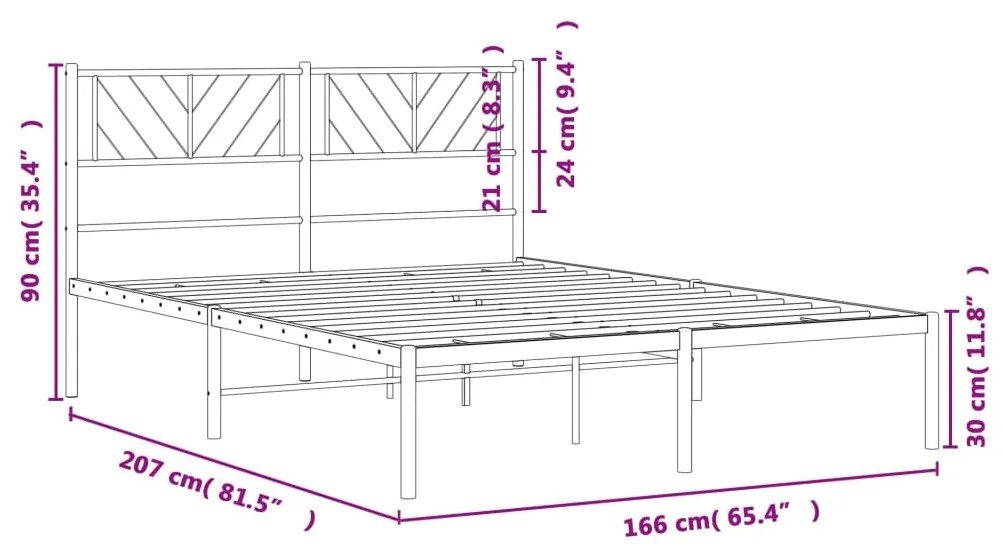 Πλαίσιο Κρεβατιού με Κεφαλάρι Λευκό 160x200 εκ. Μεταλλικό - Λευκό