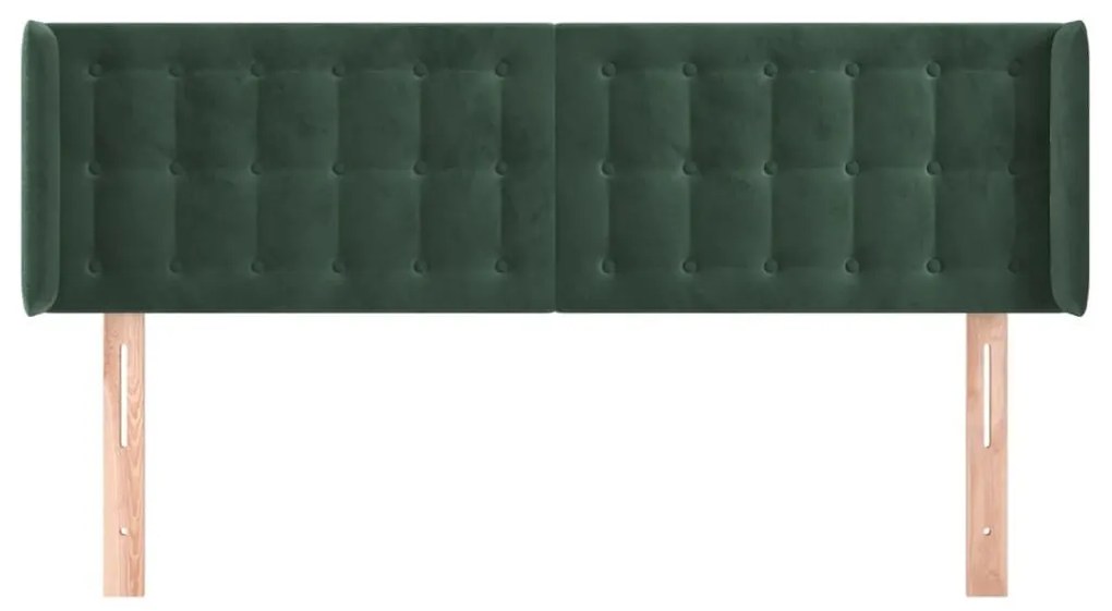 Κεφαλάρι με Πτερύγια Σκούρο Πράσινο 147x16x78/88 εκ. Βελούδινο - Πράσινο