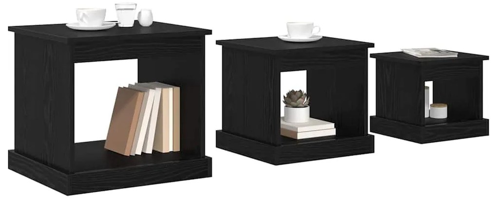 vidaXL Τραπεζάκι σαλονιού 3 pcs Μαύρη Οξυά Επεξεργασμένο ξύλο