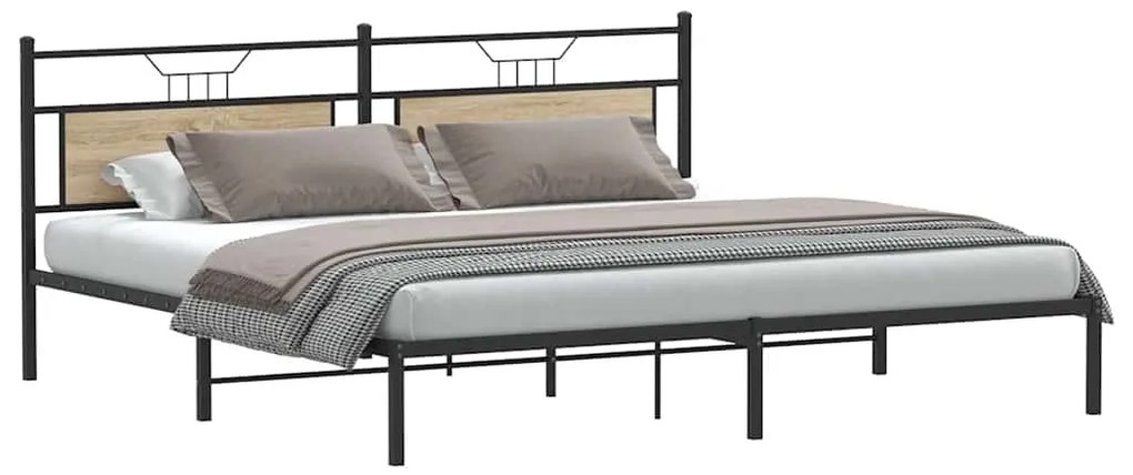 vidaXL Πλαίσιο Κρεβατιού Χωρ. Στρώμα Sonoma Δρυς 193x203 εκ. Επ. Ξύλο