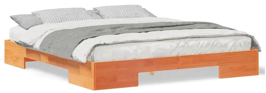 vidaXL Κρεβάτι δαπέδου Καφέ 180 x 200 cm Μασίφ ξύλο πεύκου