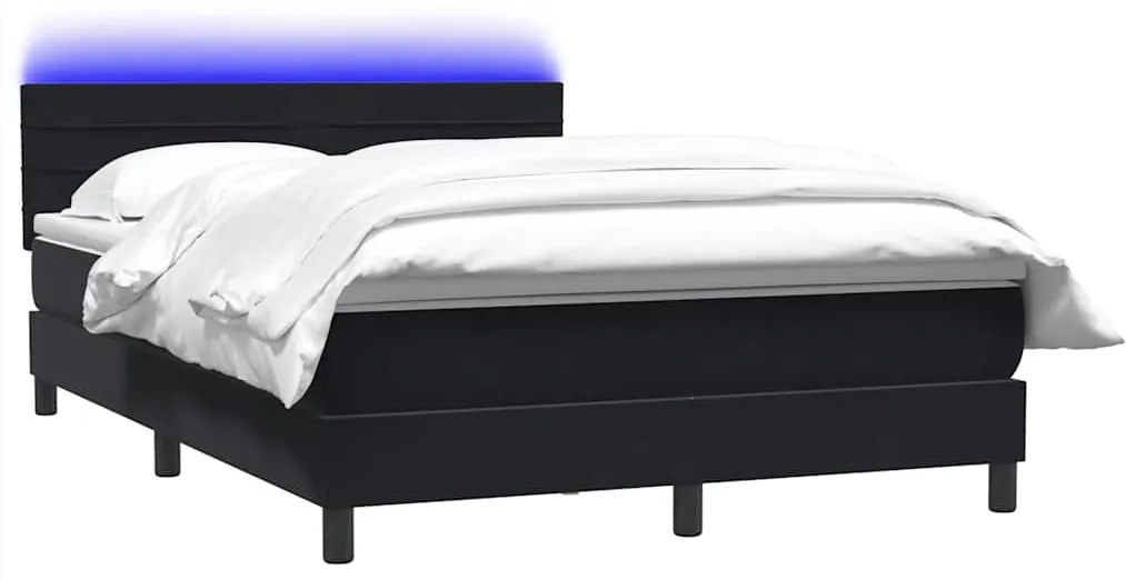 vidaXL Κρεβάτι Boxspring με Στρώμα Μαύρο 1140x210 εκ. Βελούδινο