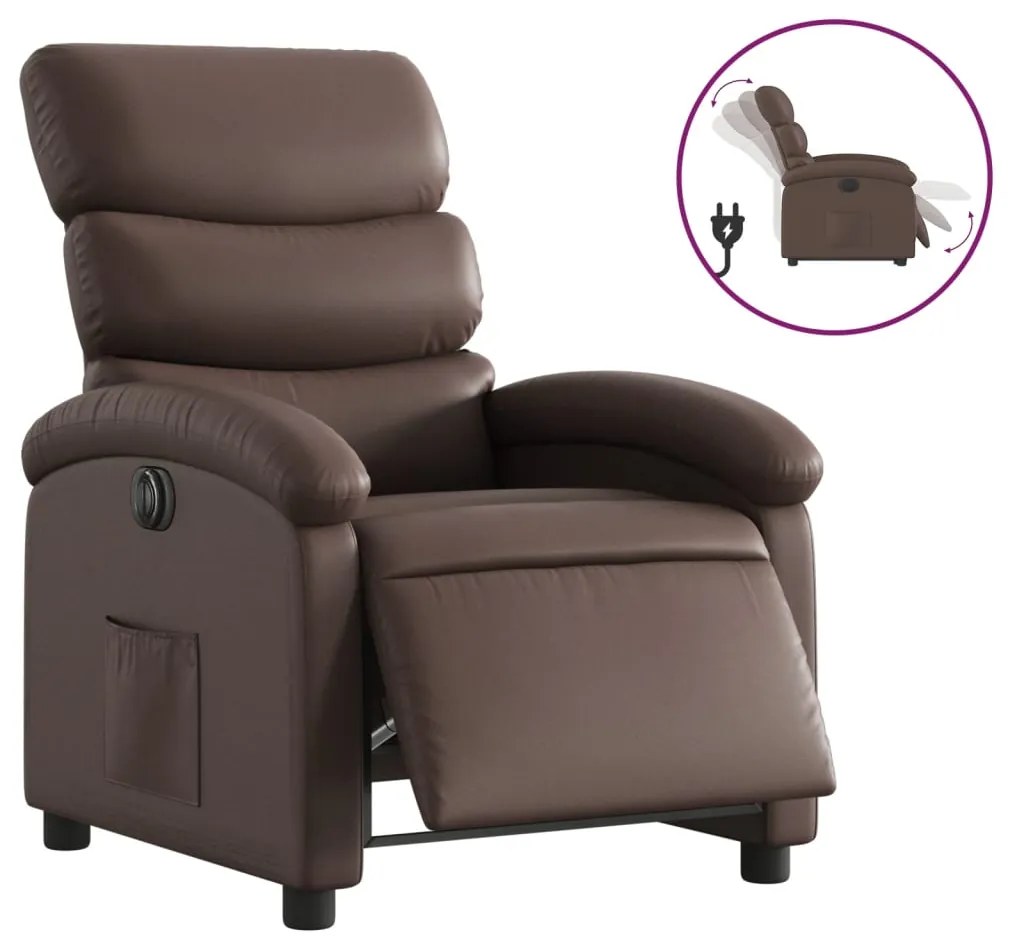 vidaXL Πολυθρόνα Ηλεκτρική Ανακλινόμενη Καφέ Συνθ. Δέρμα