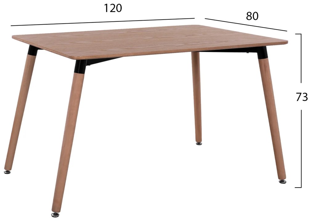 ΤΡΑΠΕΖΙ MINIMAL HM008.04 ΦΥΣΙΚΟ ΞΥΛΙΝΑ ΠΟΔΙΑ ΟΞΙΑ 120Χ80X73Υ εκ.