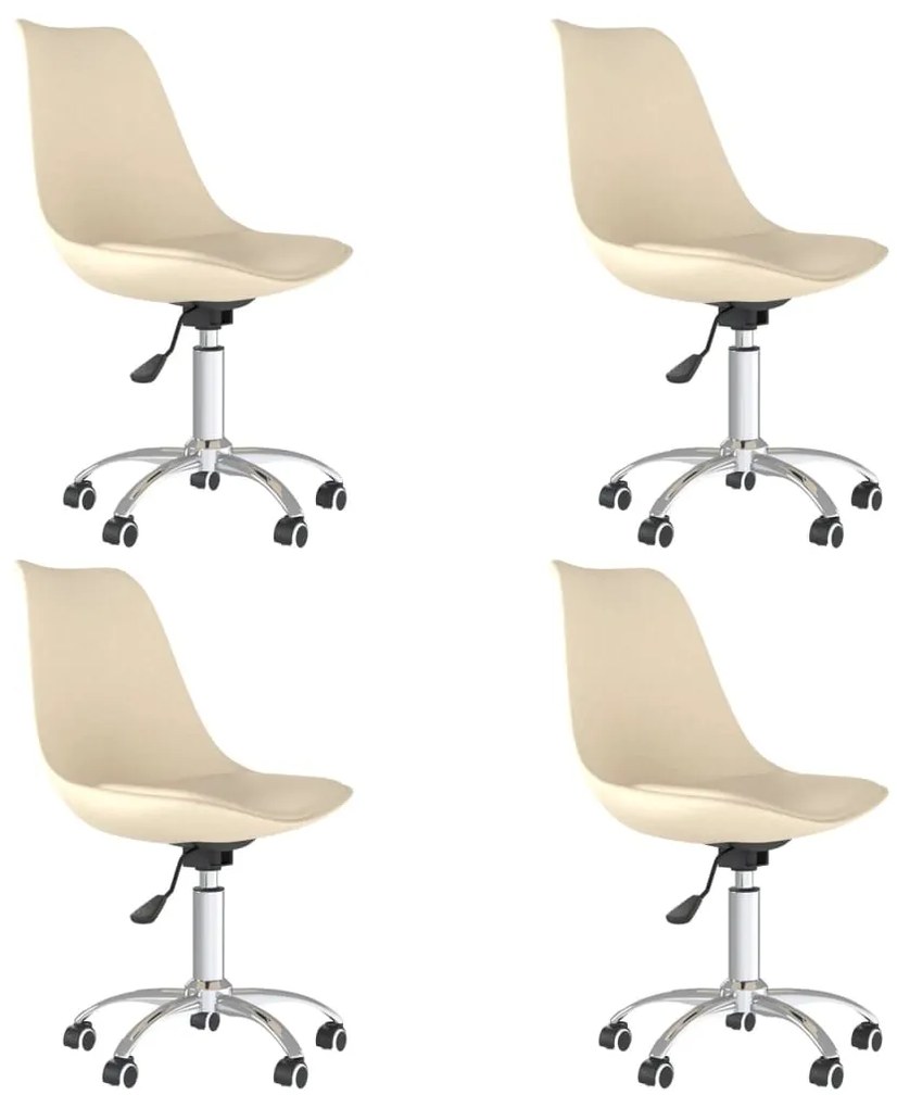 vidaXL Καρέκλες Τραπεζαρίας Περιστρεφόμενες 4 τεμ. Κρεμ Υφασμάτινες
