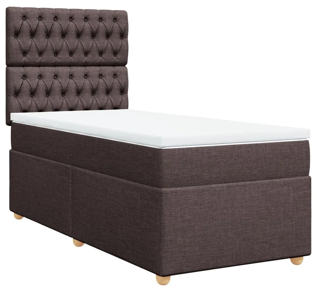 ΚΡΕΒΑΤΙ BOXSPRING ΜΕ ΣΤΡΩΜΑ ΣΚΟΥΡΟ ΚΑΦΕ 100X200 ΕΚ. ΥΦΑΣΜΑΤΙΝΟ 3291201