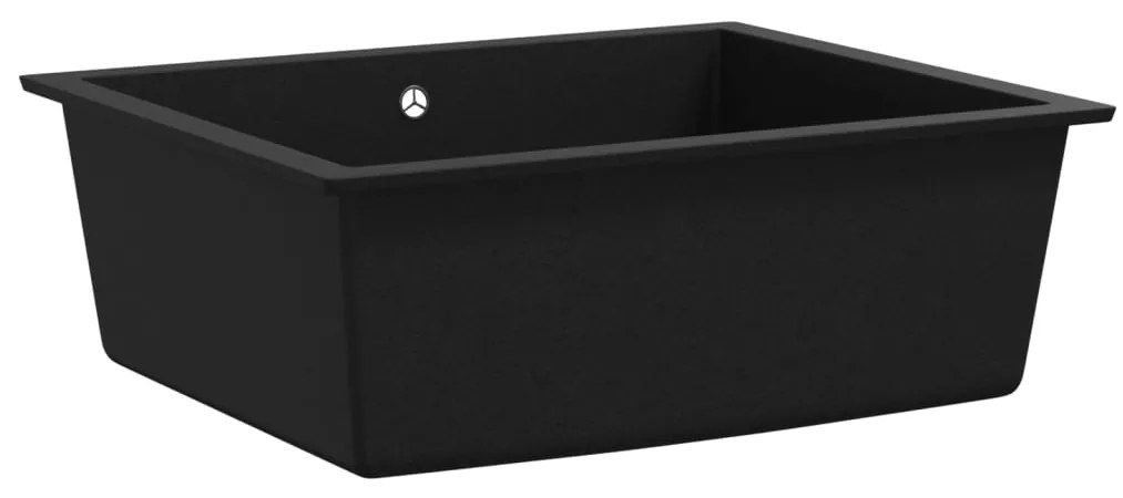 vidaXL Νεροχύτης με Οπή Υπερχείλισης Μαύρος Γρανιτένιος