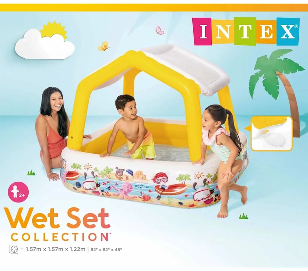 INTEX Φουσκωτή Πισίνα με Σκίαστρο 157 x 157 x 122 εκ.