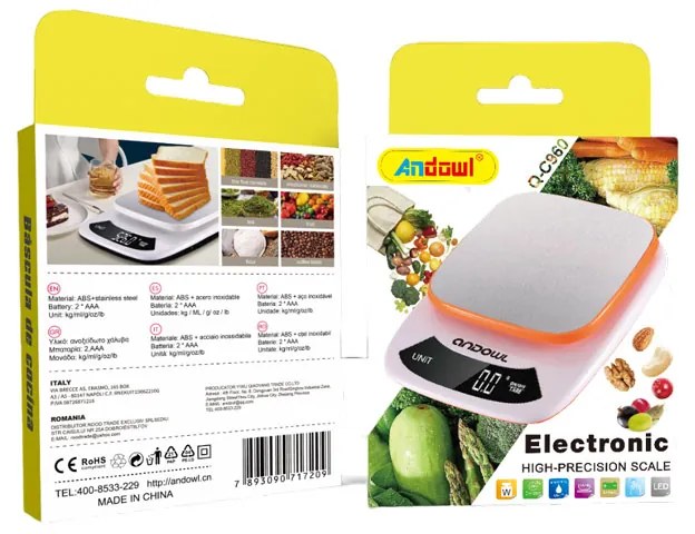 Andowl Ψηφιακή Ζυγαριά Κουζίνας 1gr/3kg Q-C960 - Electronic kitchen scale