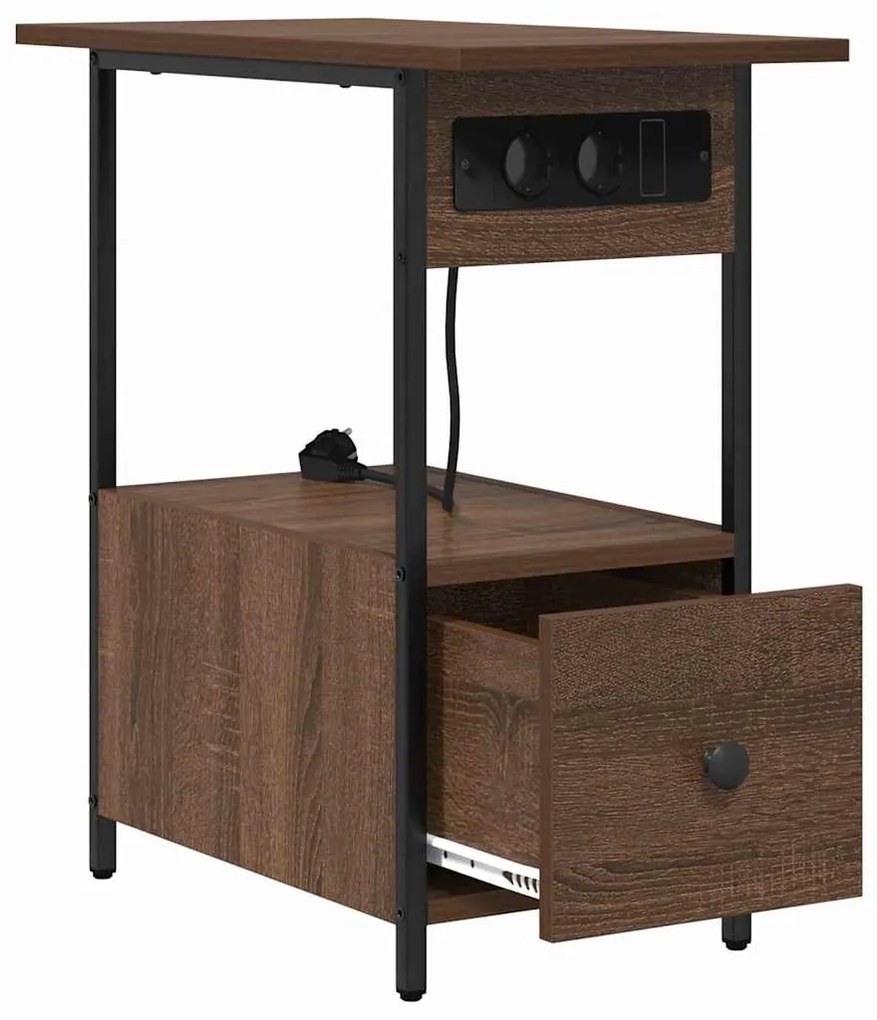 vidaXL Κομοδίνο Καφέ δρυς 60 x 30 x 61 εκ Επεξεργασμένο ξύλο