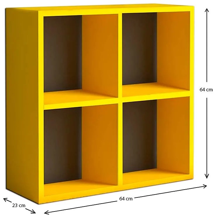 ΒΙΒΛΙΟΘΗΚΗ CUBE MEGAPAP ΑΠΟ ΜΕΛΑΜΙΝΗ ΧΡΩΜΑ ΚΙΤΡΙΝΟ 60X23X60ΕΚ.