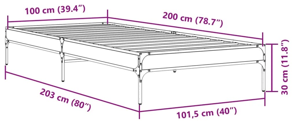 ΠΛΑΙΣΙΟ ΚΡΕΒΑΤΙΟΥ ΜΑΥΡΟ 100X200 ΕΚ. ΕΠΕΞ. ΞΥΛΟ &amp; ΜΕΤΑΛΛΟ 845026