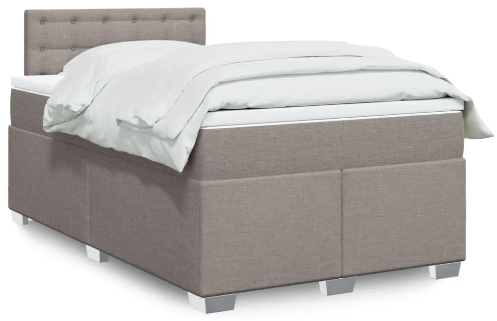 vidaXL Κρεβάτι Boxspring με Στρώμα Taupe 120x190 εκ. Υφασμάτινο