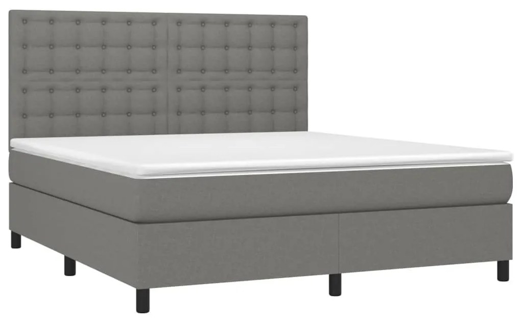 Κρεβάτι Boxspring με Στρώμα &amp; LED Σκ.Γκρι 160x200 εκ Υφασμάτινο - Γκρι