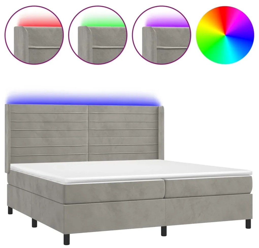 ΚΡΕΒΑΤΙ BOXSPRING ΜΕ ΣΤΡΩΜΑ &amp; LED ΑΝ.ΓΚΡΙ 200X200 ΕΚ. ΒΕΛΟΥΔΙΝΟ 3139643