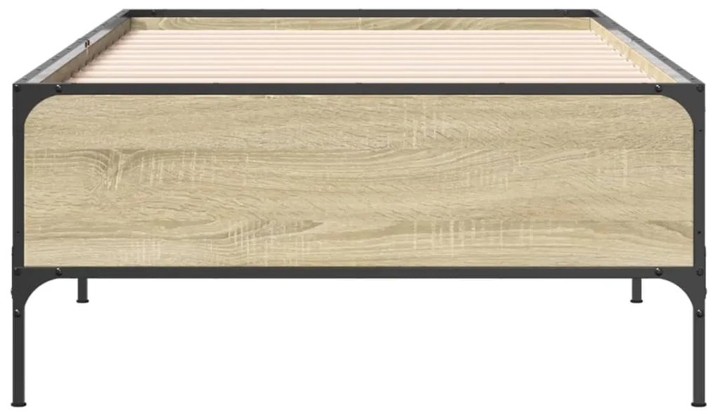 vidaXL Πλαίσιο Κρεβατιού Sonoma Δρυς 90 x 190 εκ. Επεξ. Ξύλο &amp; Μέταλλο
