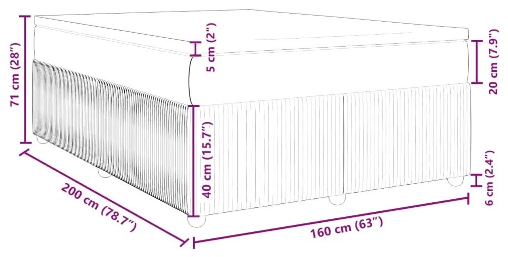 Κρεβάτι Boxspring με Στρώμα Σκούρο Μπλε 160x200 εκ. Βελούδινο - Μπλε