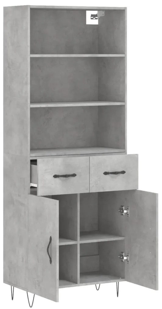vidaXL Ντουλάπι Γκρι Σκυροδέματος 69,5x34x180 εκ. Επεξεργασμένο Ξύλο