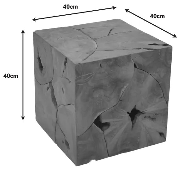 Σκαμπό Boxy Inart φυσικό μασίφ ξύλο teak 40x40x40εκ - 315-000024