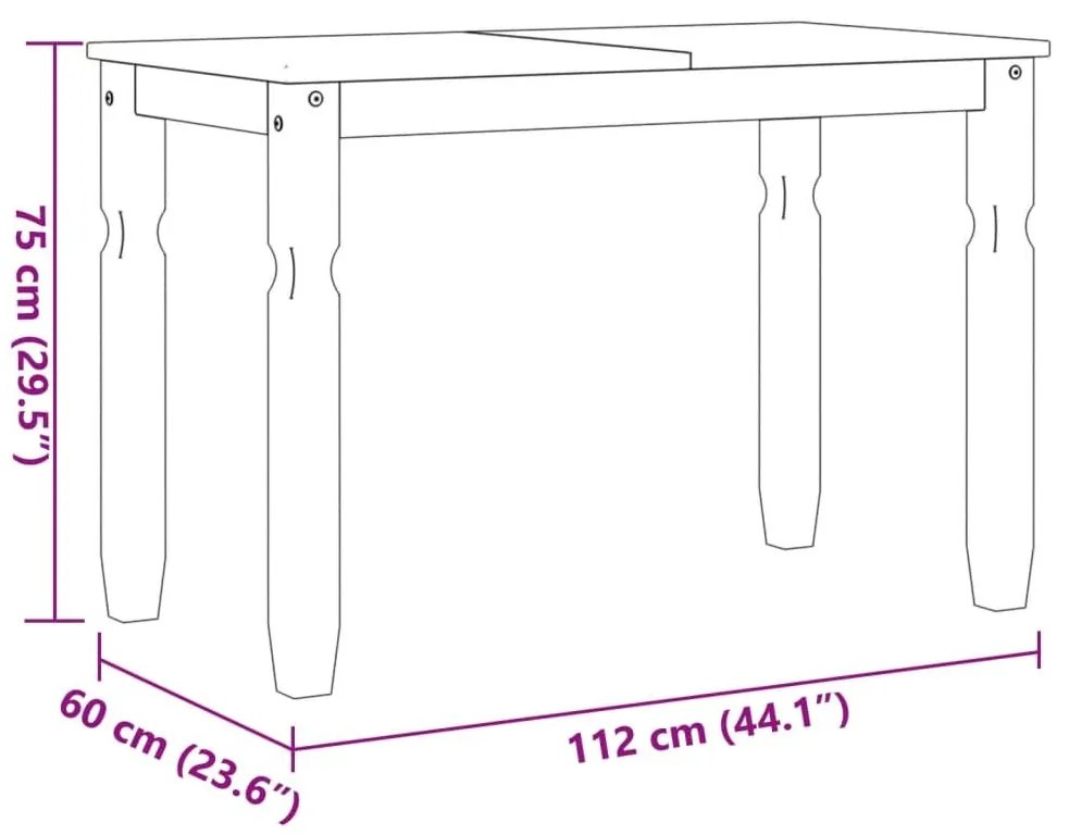 Τραπεζαρία Corona 112 x 60 x 75 εκ. από Μασίφ Ξύλο Πεύκου - Καφέ