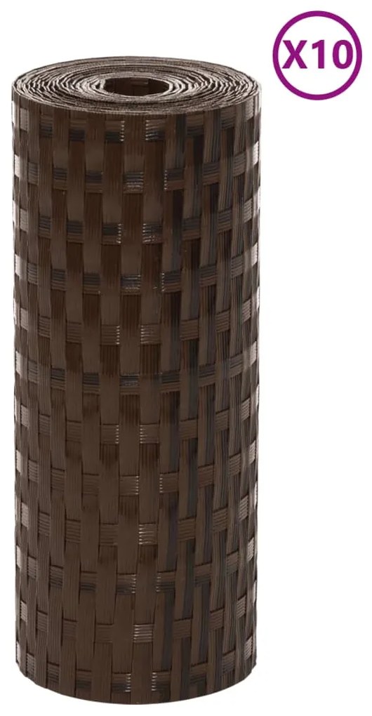 vidaXL Διαχωριστικά Βεράντας 10 τεμ. Καφέ&amp;Μαύρο 255x19 εκ. Συνθ. Ρατάν