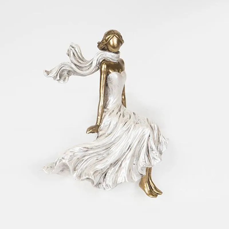 Διακοσμητική Φιγούρα Γυναίκα 752-27087 15,5x7x19cm White-Gold Estheti Home Polyresin