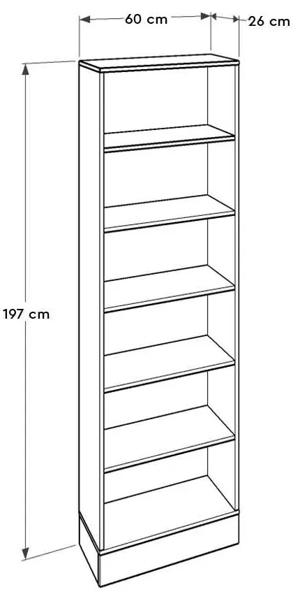 Βιβλιοθήκη μελαμίνης Base Megapap χρώμα oak - λευκό 60x26x197εκ.