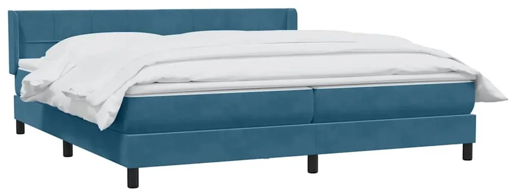 vidaXL Κρεβάτι Boxspring με Στρώμα Σκούρο Μπλε 200x220 εκ. Βελούδινο