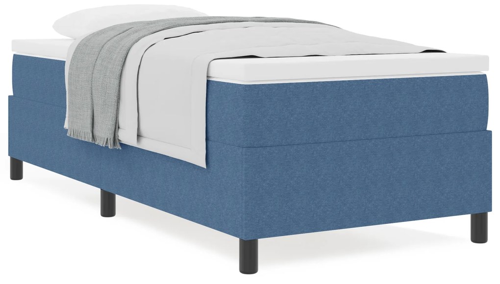 vidaXL Κρεβάτι Box Spring με Στρώμα σε Μπλε, 90 x 200 εκ., Βελούδο