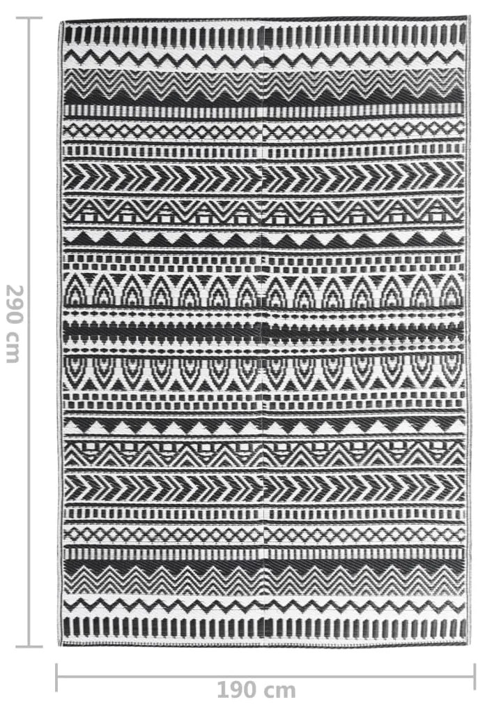 vidaXL Χαλί εξωτερικού χώρου ARAKIL Μαύρο 190x290 cm PP