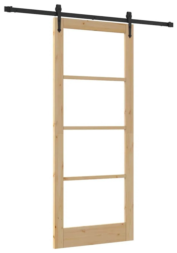 vidaXL Ολισθητή Πόρτα Καφέ 86 x 211 cm Ξύλο και μέταλλο