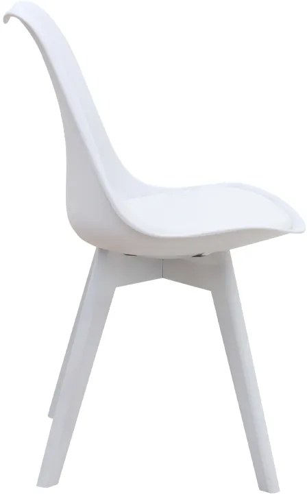 Καρέκλα τραπεζαρίας Viva Megapap PP - PU λευκό - ξύλινο λευκό πόδι 48,5x54x80εκ.