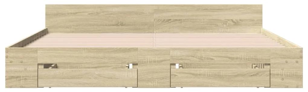 vidaXL Πλαίσιο Κρεβατιού με συρτάρια Sonoma Δρυς 180x200εκ. Επεξ. Ξύλο