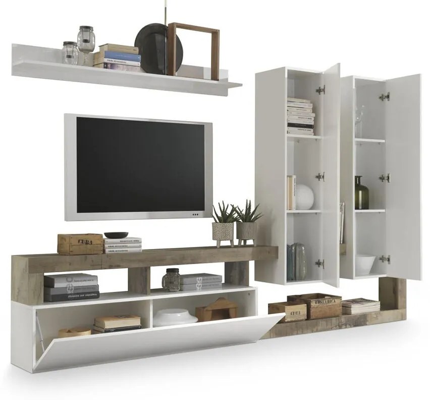 Τηλεόραση DKD Home Decor Λευκό Μέταλλο Αλουμίνιο Ξύλο MDF 277 x 75 x 173 cm 277 x 35 x 173 cm