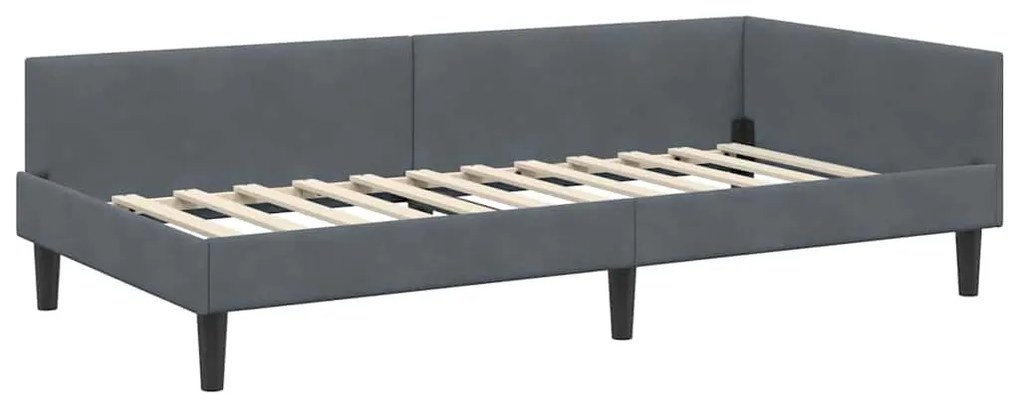 vidaXL Πλαϊνό Κρεβάτι με κεφαλάρι Σκούρο γκρι 100 x 200 cm