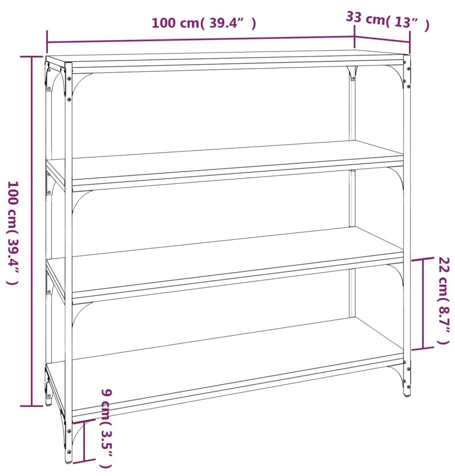 ΒΙΒΛΙΟΘΗΚΗ ΓΚΡΙ SONOMA 100 X 33 X 100 ΕΚ. ΕΠΕΞ. ΞΥΛΟ &amp; ΑΤΣΑΛΙ 819360