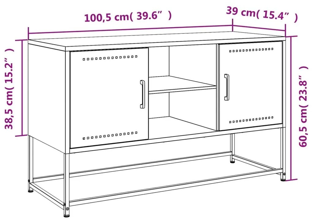 Έπιπλο Τηλεόρασης Λευκό 100,5x39x60,5 εκ. από Ατσάλι - Λευκό