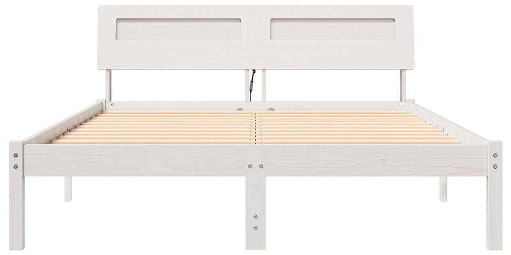 vidaXL Σκελετός Κρεβατιού Λευκό 140 x 190 cm Μασίφ ξύλο πεύκου