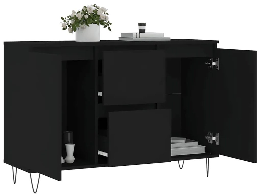 vidaXL Μπουφές Μαύρος 101,5 x 35 x 70 εκ. από Επεξεργασμένο Ξύλο