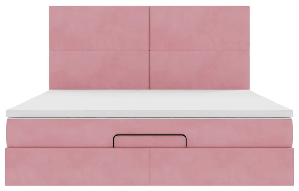 vidaXL Οθωμανικό κρεβάτι με στρώματα ροζ 160x200cm Velvet