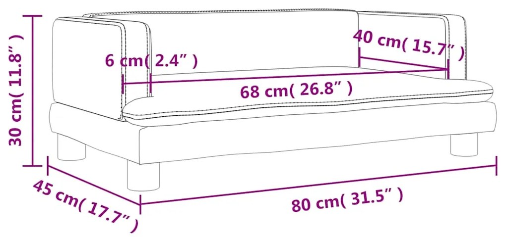 vidaXL Καναπές Παιδικός Ανοιχτό Γκρι 80 x 45 x 30 εκ. από Βελούδο