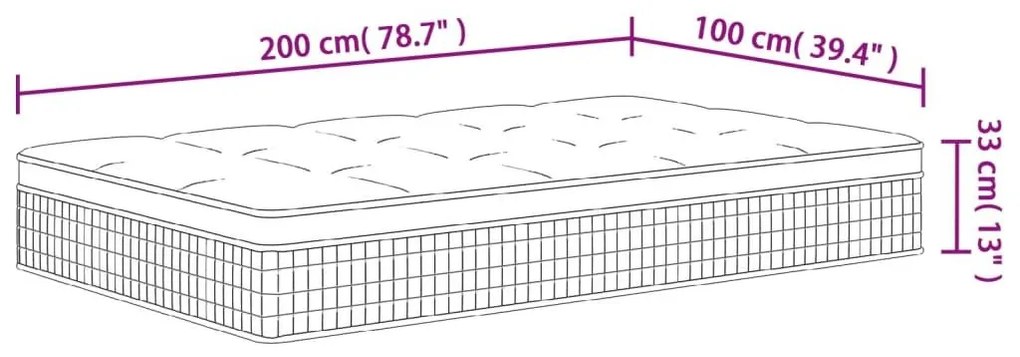 Στρώμα με Pocket Springs Μεσαία Plus Σκληρότητα 100x200 εκ. - Λευκό