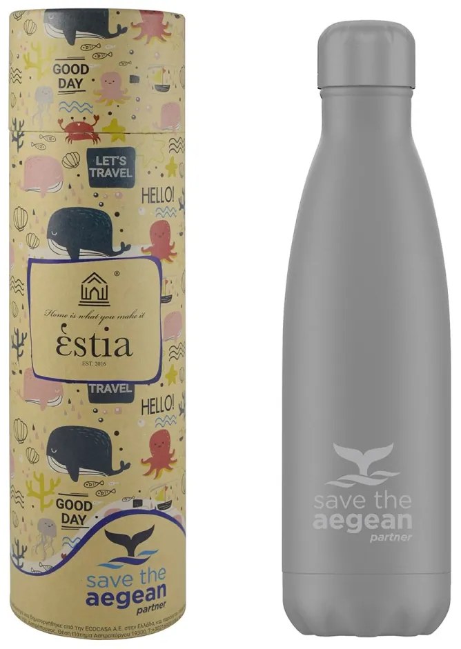 Θερμός 500ml ESTIA Save the Aegean Grey Matte 01-8550