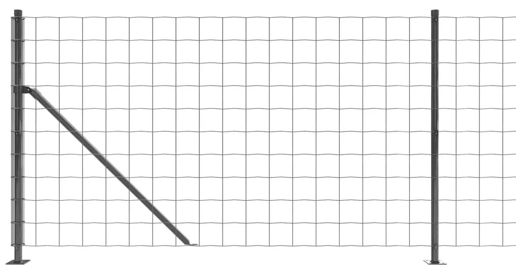 vidaXL Συρματόπλεγμα Περίφραξης Ανθρακί 1 x 25 μ. με Βάσεις Φλάντζα
