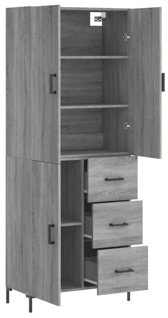 vidaXL Ντουλάπι Γκρι Sonoma 69,5 x 34 x 180 εκ. Επεξεργασμένο Ξύλο