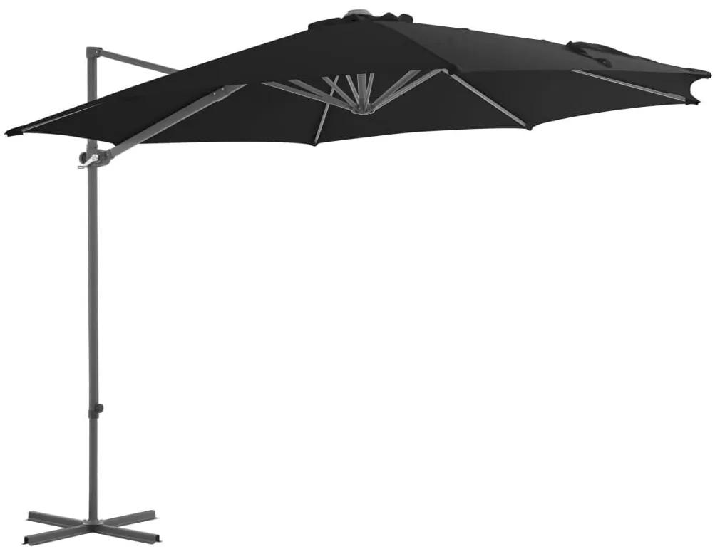 Ομπρέλα Κρεμαστή Μαύρη 300 εκ. με Ατσάλινο Ιστό - Μαύρο